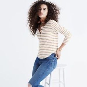 Madewell Sound Ribbed Henley in Vivian Stripe